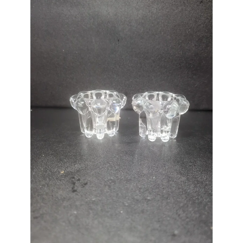 Reims Bubble Glass Candle Votive Set, Clear Glass Holders, Candlelight, Set of 2